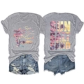Graues Sun Salt Sand T-Shirt mit Palmenprint und Jeansshorts in Flachlage - S / Hellgrau