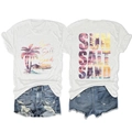 Détails du t-shirt en coton avec motif Sun Salt Sand et short en jean vieilli - Blanc