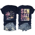 Vues avant et arrière du t-shirt bleu marine avec imprimés graphiques Sun Salt Sand - Bleu Marine