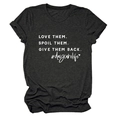 Dark charcoal grey round neck T-shirt with white LOVE THEM SPOIL THEM slogan print - Heater Grey (White Font)