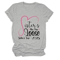 Flat lay of gray cotton T-shirt featuring Sister's On The Loose 2025 print detail - S / Tops / Light Grey (Black Text)