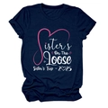 Detail of Sisters On The Loose print and Sisters Trip 2025 text on navy blue cotton T-shirt - S / Tops / Navy Blue (White Text)