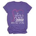 Close-up of the Sisters On The Loose 2025 print on a dark purple knit T-shirt - S / Tops / Purple (White Text)