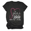 Close-up of Sister's On The Loose print on dark gray heathered short sleeve t-shirt - S / Tops / Black (White Text)