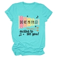 Détail de l'imprimé xylophone arc-en-ciel et jeu de mots sur t-shirt aqua col rond - S / Bleu Cyan
