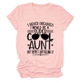 Detail of soft pink cotton t-shirt featuring black Super Cool Aunt text and graphic - Pink