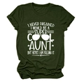 Flat lay of army green cotton t-shirt with cool aunt slogan and sunglass graphic - Army Green (White Font)