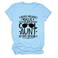 Flat lay of light blue cotton T-shirt featuring black Super Cool Aunt text print - Light Blue (Black Font)