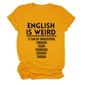 Flat lay of mustard yellow cotton t-shirt featuring humor slogan print and crew neck - Mustard Yellow (Black Text)