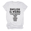 Detail of English text print on white cotton crew neck t-shirt for casual wear - White (Black Font)