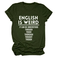 Detail view of dark green crew neck T-shirt with white letter print and soft cotton fabric - Army Green (White Font)