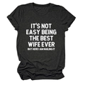 T-shirt gris foncé décontracté avec texte 'Best Wife Ever' imprimé pour femme - Gris Anthracite (Texte Blanc)