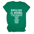 Detail of emerald green cotton T-shirt featuring white artistic font lettering print - Dark Green (White Font)