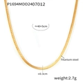 Detalle del collar de cadena de serpiente de acero de titanio dorado 40+5cm con medidas - Cadena de Hueso de Serpiente Plana (P1694) / Dorado