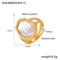 Anello regolabile retrò francese in acciaio al titanio placcato oro 18k con conchiglia - Stile Conchiglia Irregolare (A563) / Oro