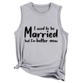 Detail eines grauen ärmellosen Tanktops mit Slogan-Print und modischem Knotensaum - S / Hellgrau