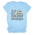 Sky blue cotton t-shirt featuring 'But did you cite your evidence' book graphic print - Light Blue