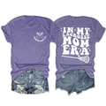 Front and back detail of purple Lacrosse Mom Era short sleeve t-shirt in heathered fabric - Purple (White Print)