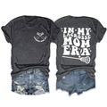 Front and back view of grey Lacrosse Mom Era t-shirt with blue denim shorts - Heather Grey (White Print)