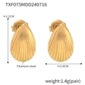 Französische Vintage Muschel-Ohrstecker aus 18k vergoldetem Titanstahl, 1,2 cm groß - Goldene Ohrringe (TXF075)