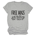 Detail view of the gray cotton fabric texture and black graphic print on the T-shirt - Light Gray (Black Font)
