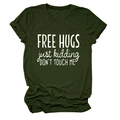 Close-up of fabric texture and slogan print on dark green short sleeve cotton t-shirt - Army Green (White Font)