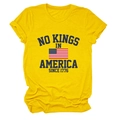 Détail d'un t-shirt en coton jaune avec imprimé vintage No Kings in America 1776 - S / Jaune