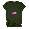 Détail du t-shirt chiné vert olive avec imprimé graphique No Kings in America 1776 - S / Vert Militaire