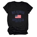 Détail des revers de manches et du coton du t-shirt noir No Kings In America - S / Noir
