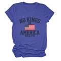 Détail de l'imprimé No Kings in America sur un t-shirt en coton bleu chiné - S / Bleu Vintage