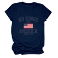 Détail du t-shirt bleu marine en coton avec imprimé NO KINGS IN AMERICA SINCE 1776 - S / Bleu Marine