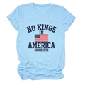 T-shirt en coton bleu clair avec imprimé No Kings in America et motif drapeau USA - S / Bleu clair