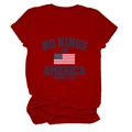 Détail à plat d'un T-shirt bordeaux à col rond avec motif No Kings In America coton - S / Rouge