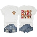 Front and back view of white Dog Print T-shirt paired with distressed denim shorts - White
