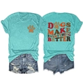 Flat lay of mint green dog-themed T-shirt and ripped denim shorts with back print - Deep Water Blue