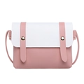 Borsa a tracolla chic in pelle PU rosa e bianca con fibbia dorata e cinturino sottile - Rosa