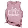 Detail des rosa Pickleball-Tops mit weichem Baumwollstoff und seitlichem Knotendesign - S / Roségold (Weiße Schrift)