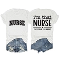 Détail du t-shirt blanc d'infirmière avec slogan et ensemble short en jean - S / Blanc