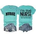 T-shirt infirmière vert sarcelle avec slogan imprimé et short en jean assorti - S / Bleu Eau Profonde