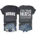 T-shirt gris d'infirmière posé à plat avec imprimé recto-verso et short en jean bleu - S / Gris Chiné Noir