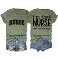 Vue avant et arrière du t-shirt vert Nurse avec un short en jean délavé usé - S / Vert olive