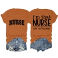Ensemble t-shirt orange infirmière et short en jean avec slogan imprimé au dos - S / Orange Brûlé (Police Noire)