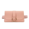 Chic pink waist bag with gold ring buckle and adjustable leather belt for women - Pink