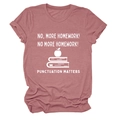 Detailed view of mauve cotton T-shirt featuring educational quote and apple graphic - Rose Gold (White Letters)