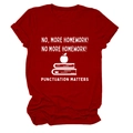 Close-up of red cotton T-shirt featuring white Punctuation Matters graphic print - Red (White Letters)