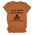 Detail of burnt orange crewneck t-shirt with black punctuation matters slogan print - Burnt Orange (Black Text)