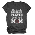 Détail du t-shirt gris foncé avec slogan baseball mom et imprimé graphique rétro - Gris Anthracite (Texte Blanc)