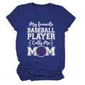 Détail d'un t-shirt en coton bleu marine avec imprimé My Favorite Baseball Player - Bleu Rétro (Texte Blanc)