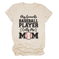 Dettaglio della stampa My Favorite Baseball Player su una t-shirt beige donna - S / Sabbia (Testo Nero)