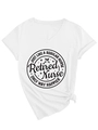 Dettaglio di t-shirt bianca con scollo a V, stampa Retired Nurse e nodo laterale - S / Bianco